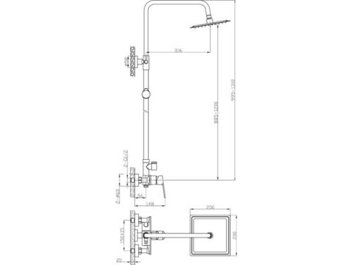 AREZZO design BLACKFIELD Zuhanyrendszer (komplett) AR-8805